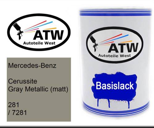 Mercedes-Benz, Cerussite Gray Metallic (matt), 281 / 7281: 500ml Lackdose, von ATW Autoteile West.